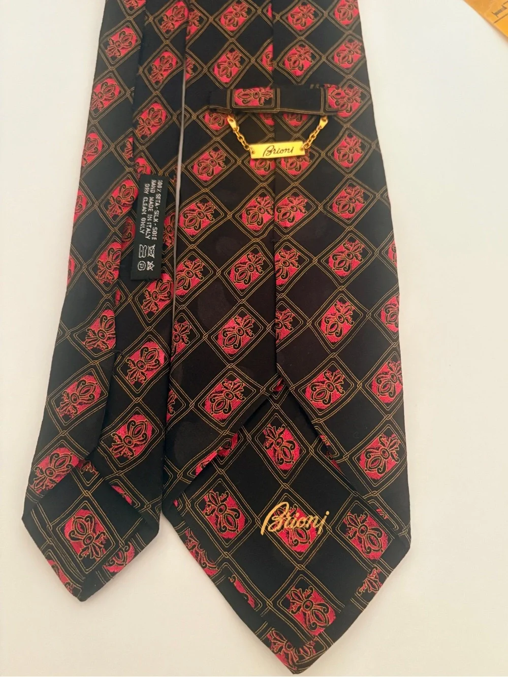Brioni Men’s  Multicolor Geometric Design 100% Silk  Necktie Hand Made in Italy